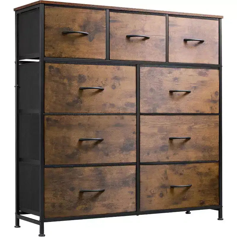 Kommode mit 9 Stoffschubladen für Schlafzimmer und Flur