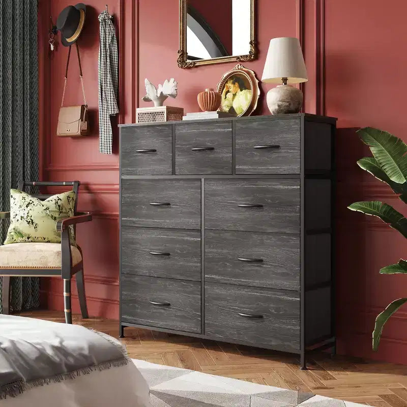 Kommode mit 9 Stoffschubladen für Schlafzimmer und Flur