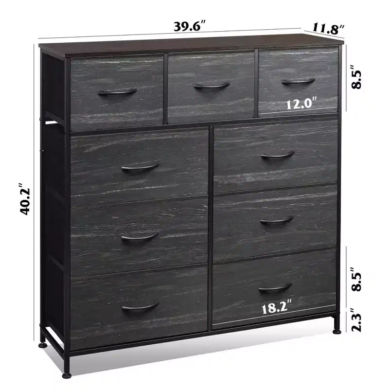 Kommode mit 9 Stoffschubladen für Schlafzimmer und Flur