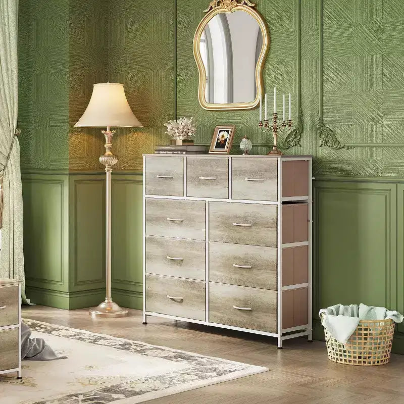 Kommode mit 9 Stoffschubladen für Schlafzimmer und Flur