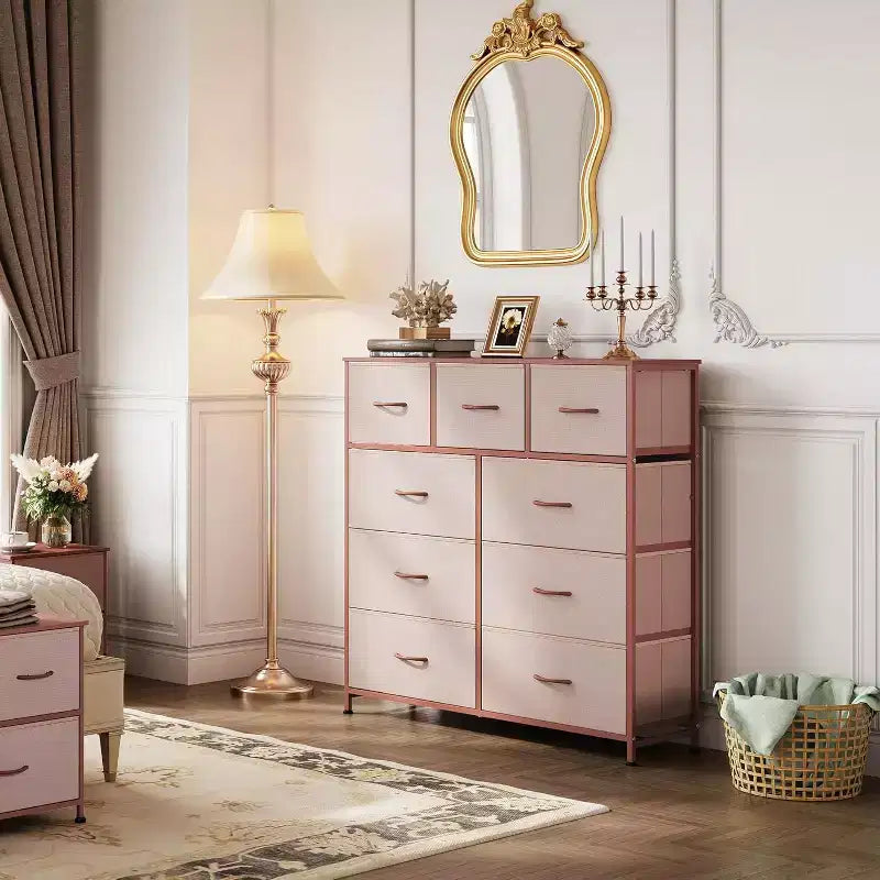 Kommode mit 9 Stoffschubladen für Schlafzimmer und Flur