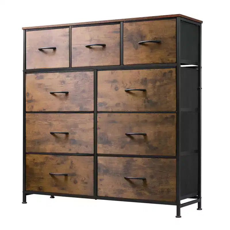 Kommode mit 9 Stoffschubladen für Schlafzimmer und Flur