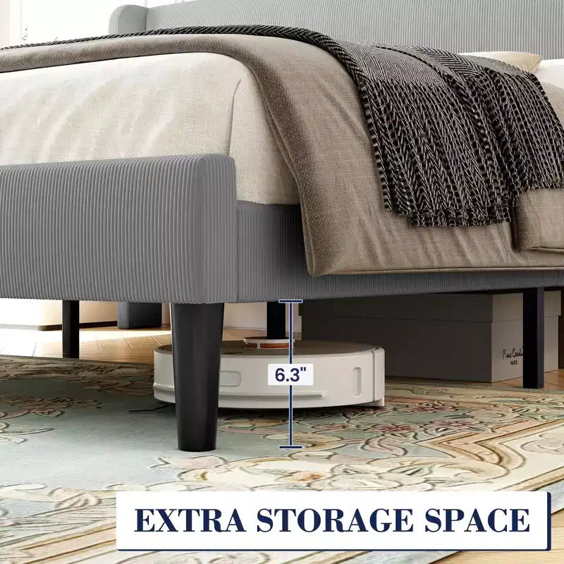 Estructura de cama con cabecera con alas, estructura de cama tapizada