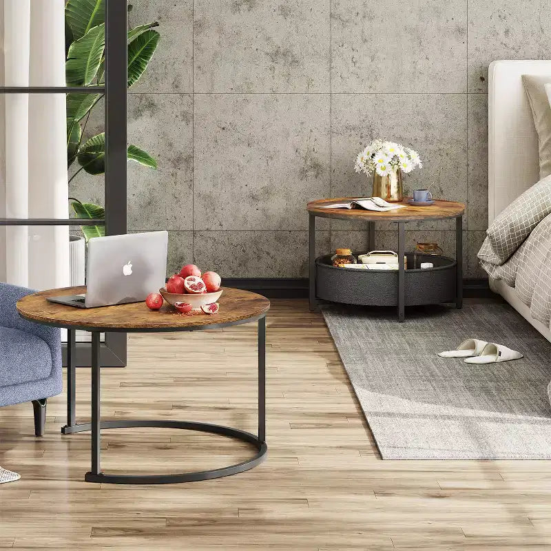 Tables basses rondes gigognes - tables d’appoint de 31.5 avec rangement