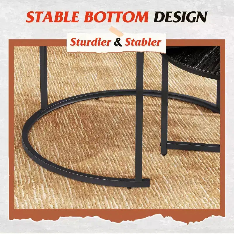 Nesting Round Coffee Tables - 31.5 Center Tables with Storage