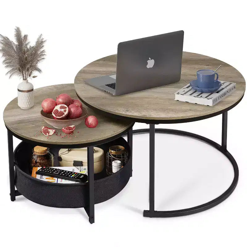 Tables basses rondes gigognes - tables d’appoint de 31.5 avec rangement