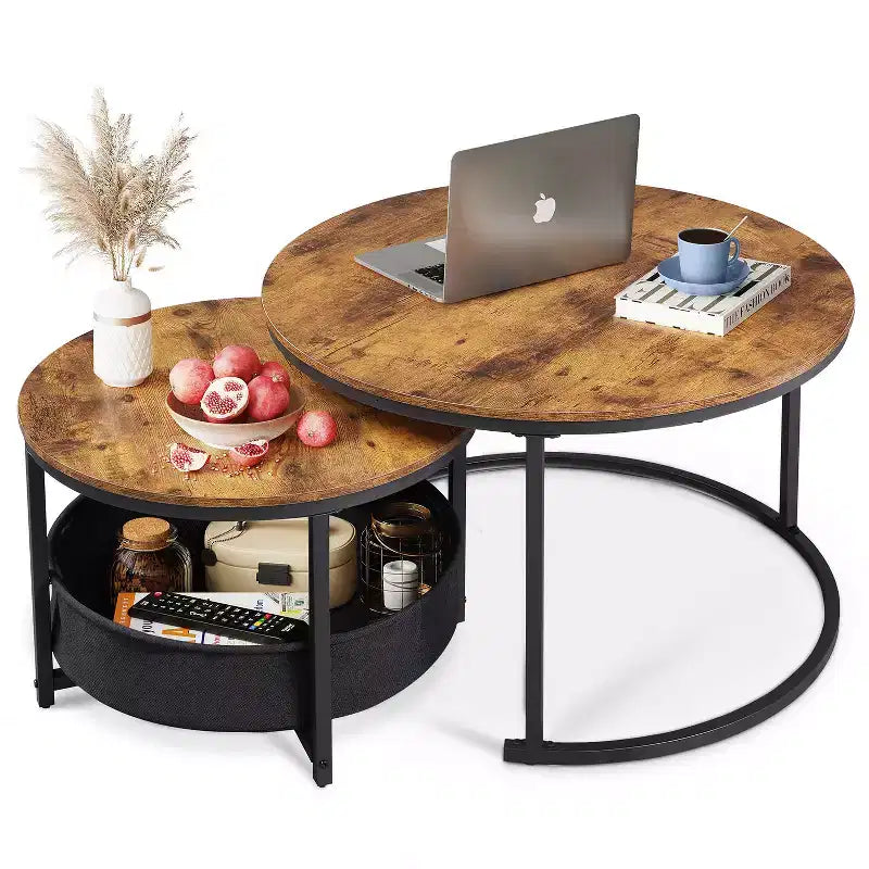 Tables basses rondes gigognes - tables d’appoint de 31.5 avec rangement