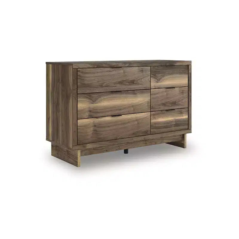 Signature Design by Ashley Darcalli Modern 6-Drawer Dresser - Mid-Century Style Storage Chest - Brown Walnut Finish