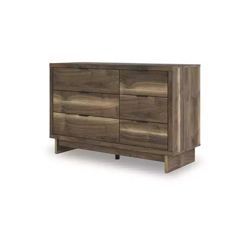 Moderne Kommode mit 6 Schubladen - Stauraumkommode im Mid-Century-Stil - Oberfläche in Walnussbraun