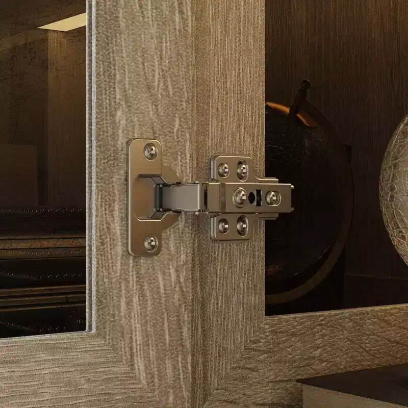 Bibliothèque avec vitrine en chêne gris et bande lumineuse à LED