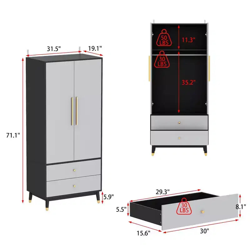 Contemporary Elegant Wardrobe Stylish Functional Armoire