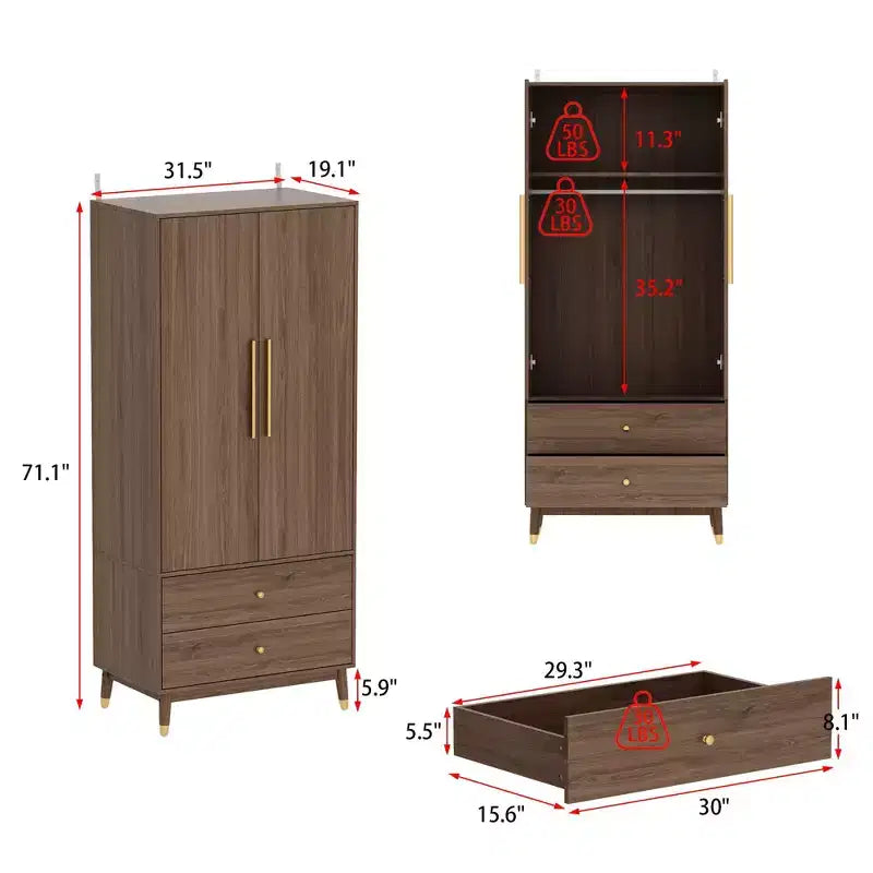 Contemporary Elegant Wardrobe Stylish Functional Armoire