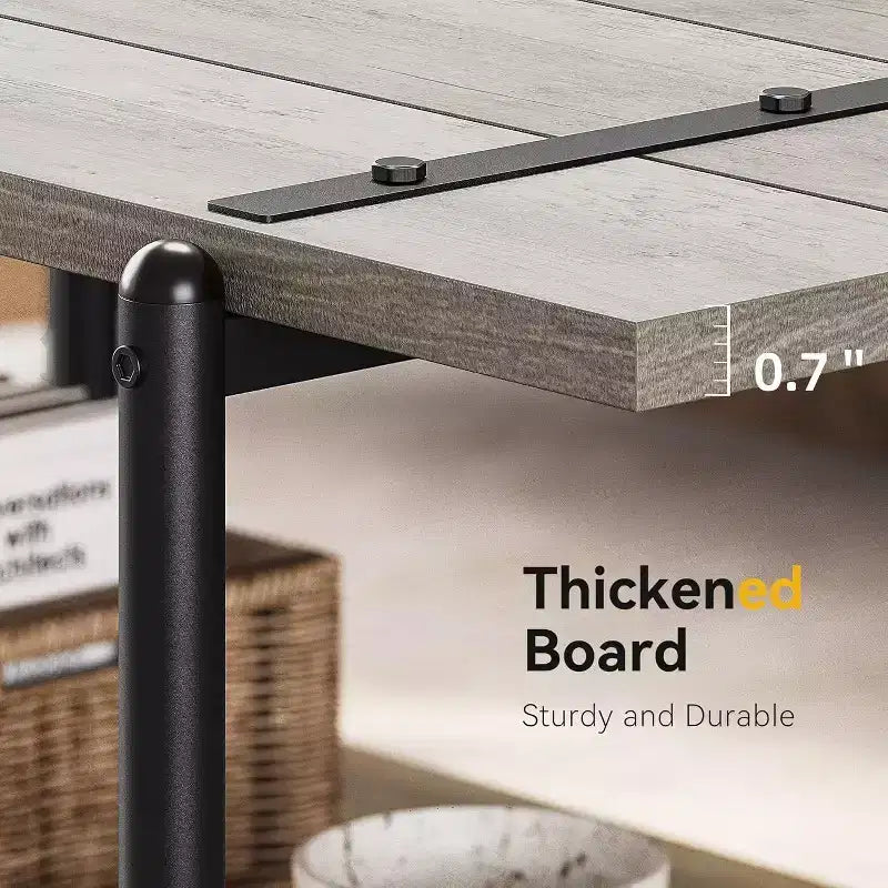 Table basse à 2 niveaux avec étagère de rangement, bois de style champêtre et industriel