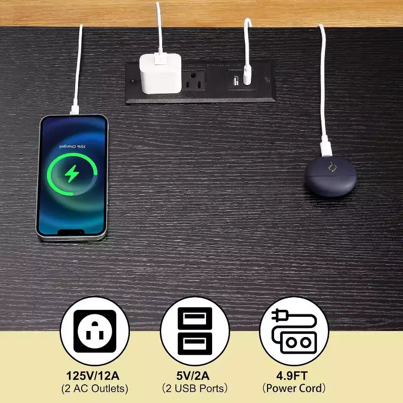 Armoires de rangement décoratives, table de chevet avec station de recharge