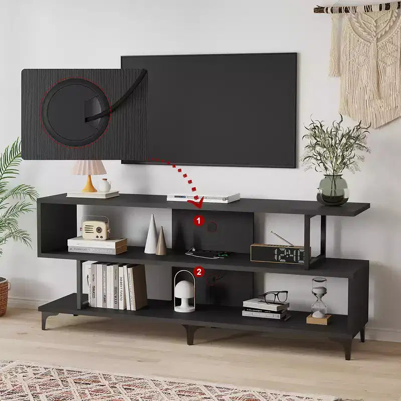 Soporte de TV para televisores de hasta 65 pulgadas, centro de entretenimiento con toma de corriente