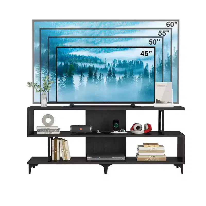 Soporte de TV para televisores de hasta 65 pulgadas, centro de entretenimiento con toma de corriente
