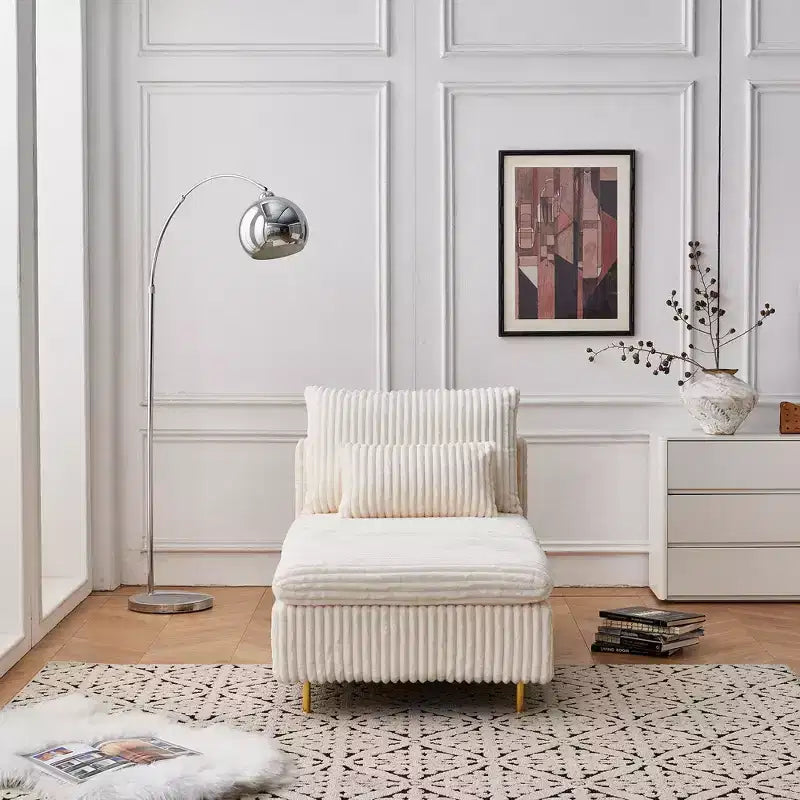 Fauteuil en velours côtelé avec pouf, fauteuil convertible compact