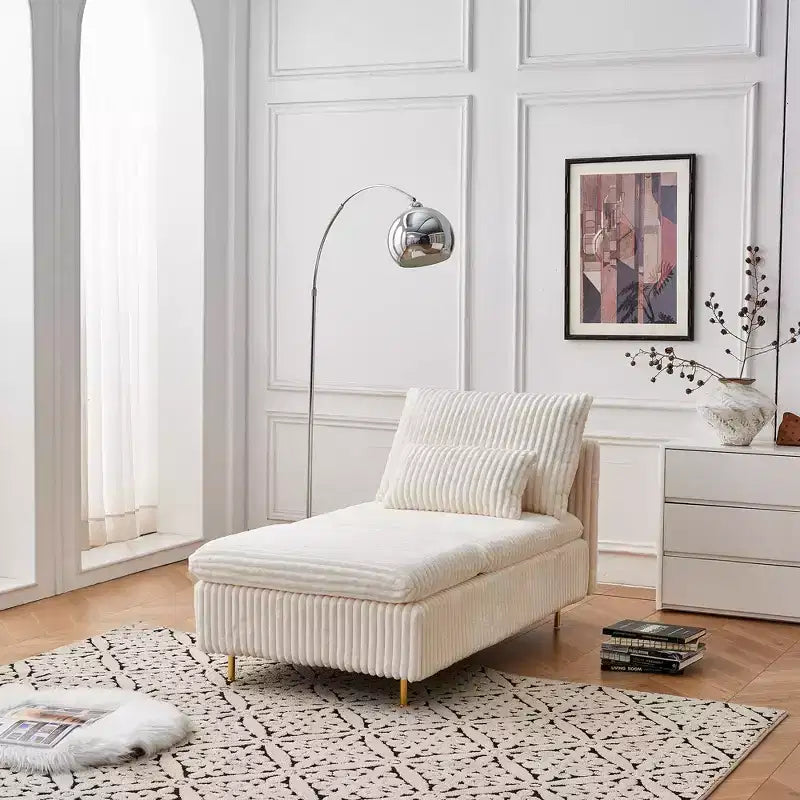 Fauteuil en velours côtelé avec pouf, fauteuil convertible compact