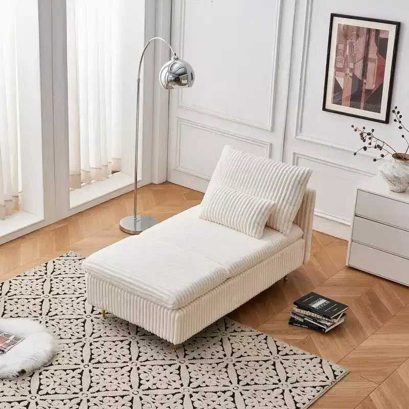 Fauteuil en velours côtelé avec pouf, fauteuil convertible compact