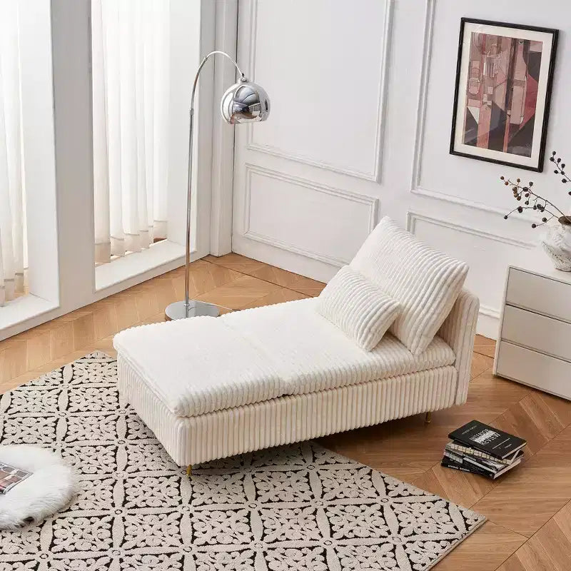 Fauteuil en velours côtelé avec pouf, fauteuil convertible compact