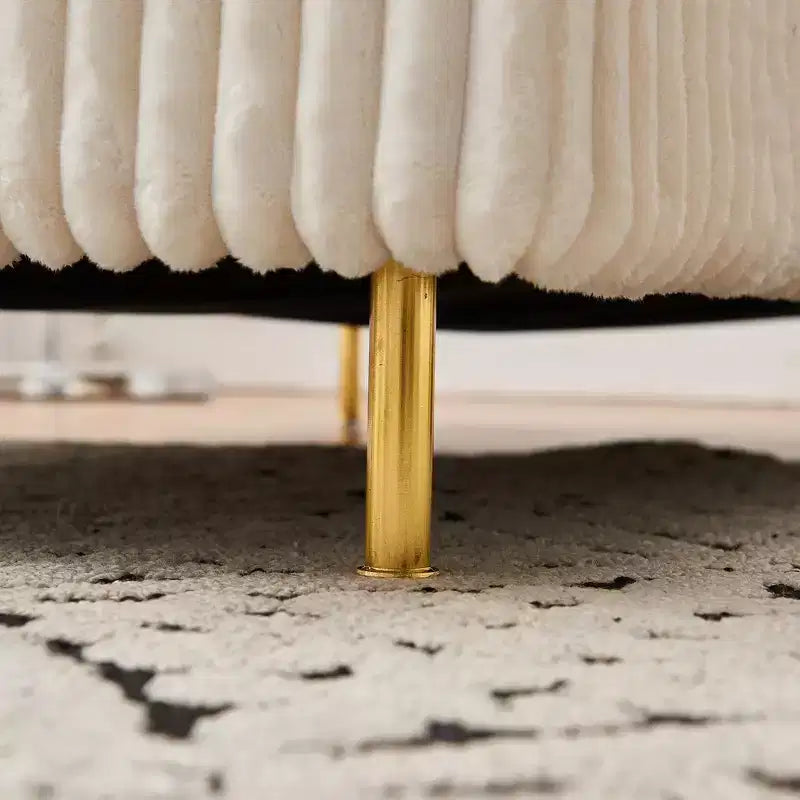 Fauteuil en velours côtelé avec pouf, fauteuil convertible compact