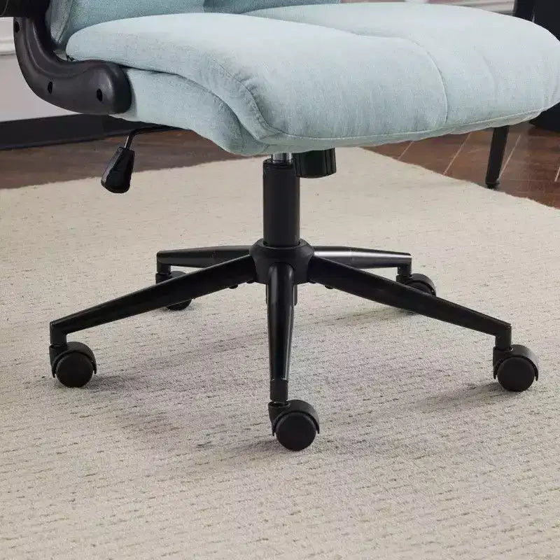 Chaise de bureau pivotante en coton et lin à dossier mi-haut, chaise de travail avec accoudoirs réglables