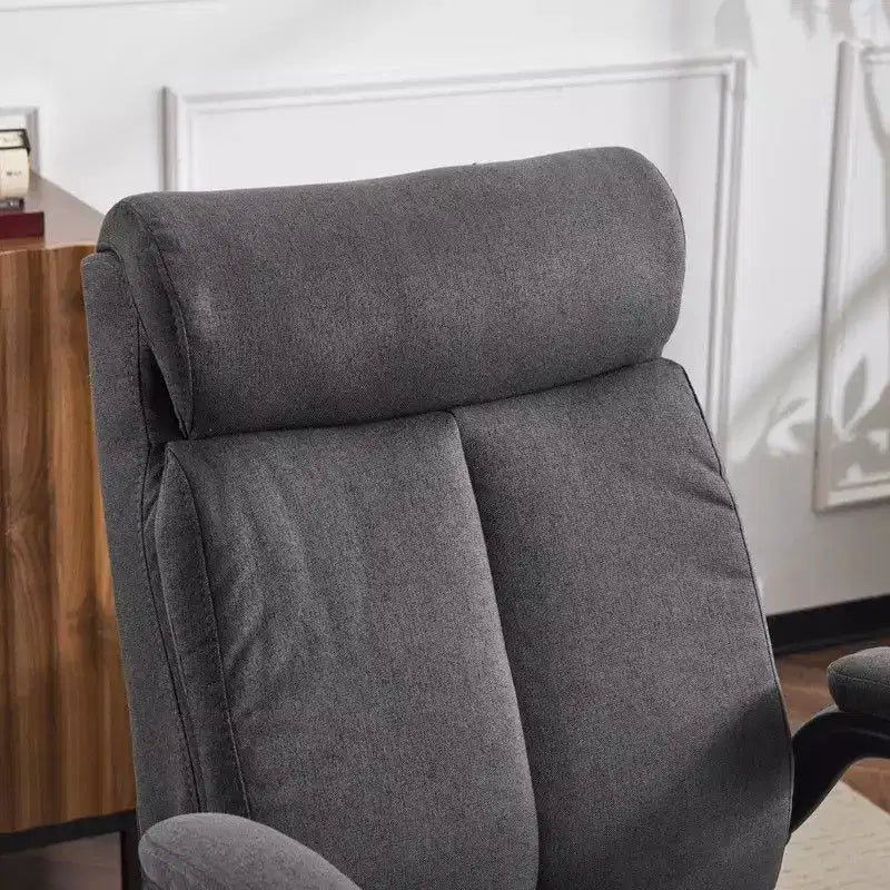 Chaise de bureau pivotante en coton et lin à dossier mi-haut, chaise de travail avec accoudoirs réglables