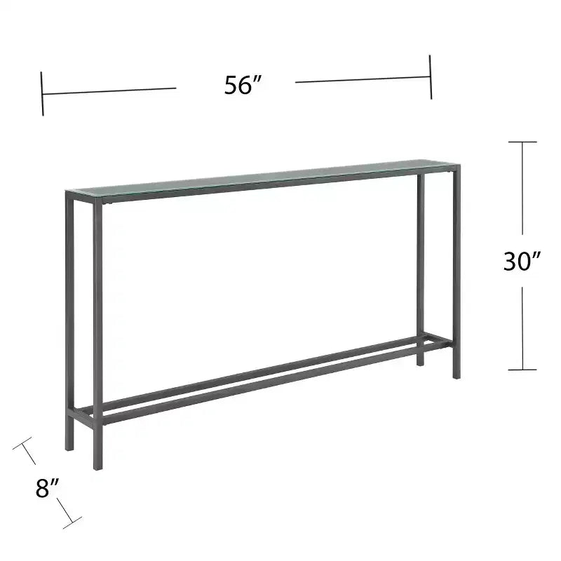 Narrow Long Console Table with Mirrored Top Grey
