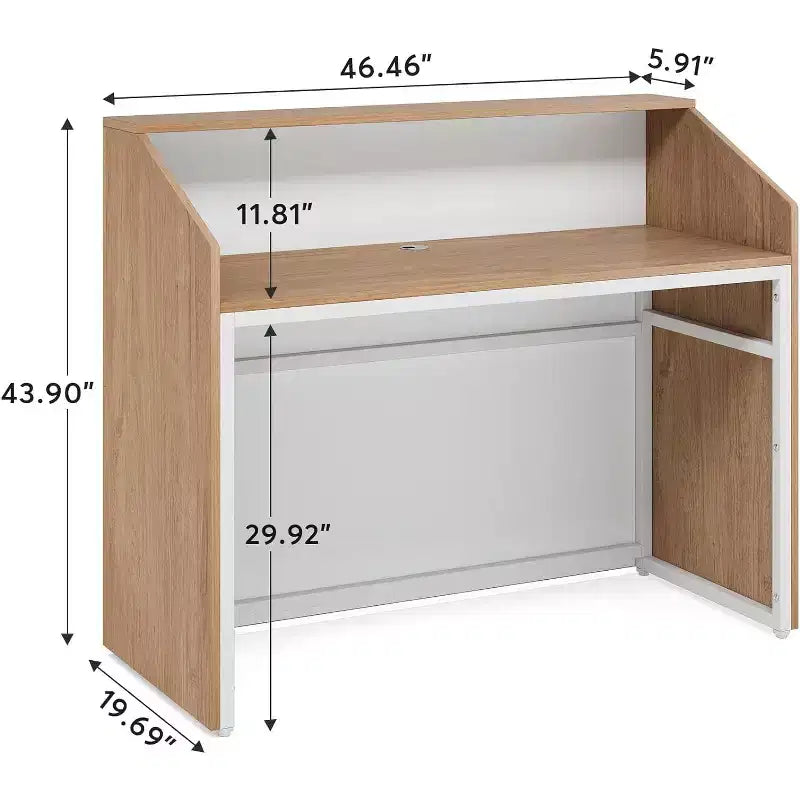 Comptoir d’accueil de 47 pouces avec comptoir, bureau d’accueil moderne avec passe-câbles