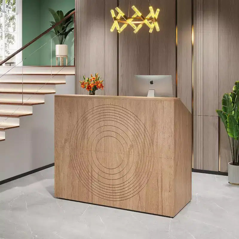 Comptoir d’accueil de 47 pouces avec comptoir, bureau d’accueil moderne avec passe-câbles