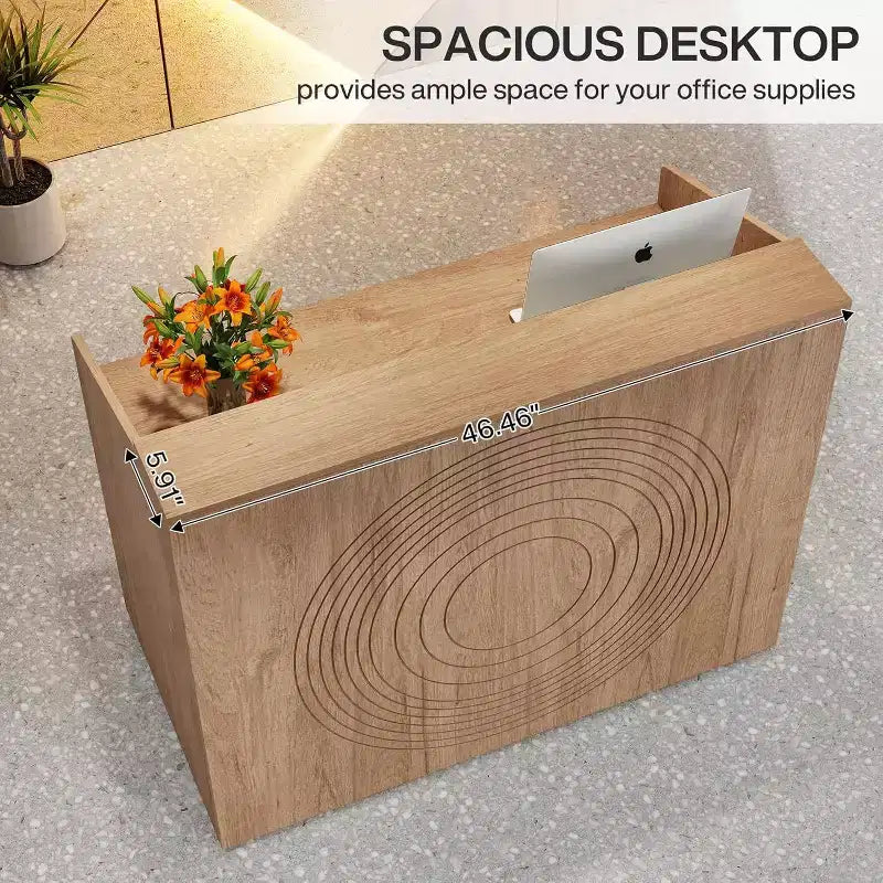 Comptoir d’accueil de 47 pouces avec comptoir, bureau d’accueil moderne avec passe-câbles