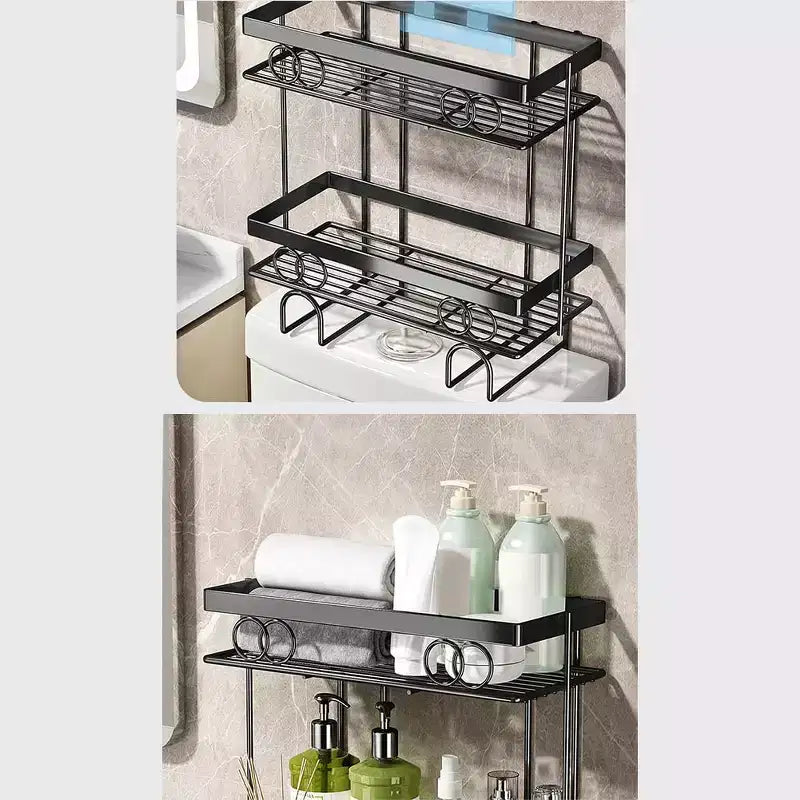 Étagère de rangement à 3 niveaux pour toilettes, étagère organisatrice de salle de bain avec structure en fil métallique