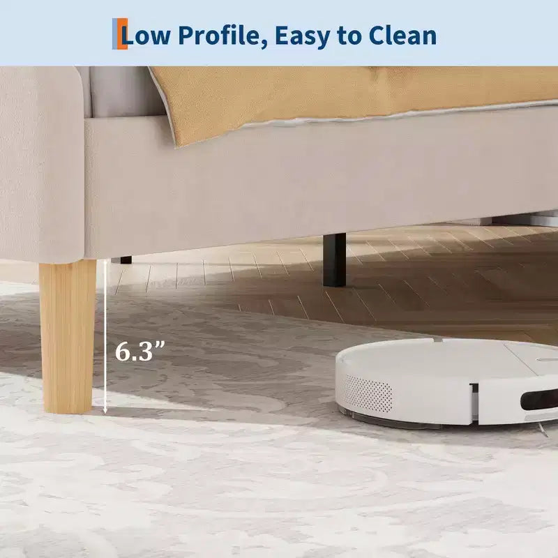 Estructura de cama tapizada con LED, cabecera y piecera ajustables