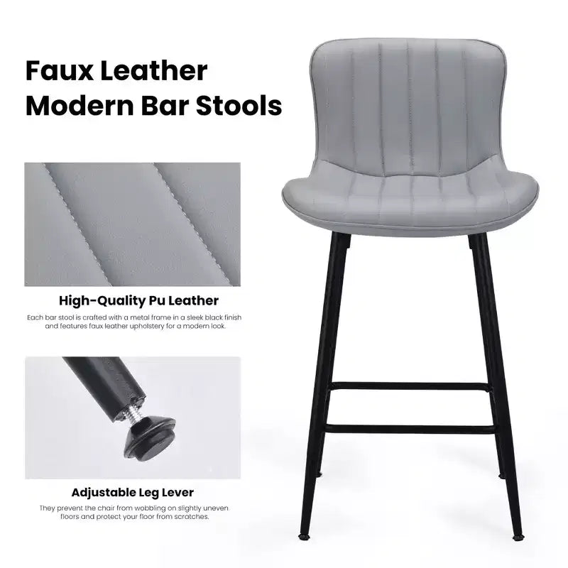 Sillas de comedor de cuero sintético con patas de metal para cocina y comedor
