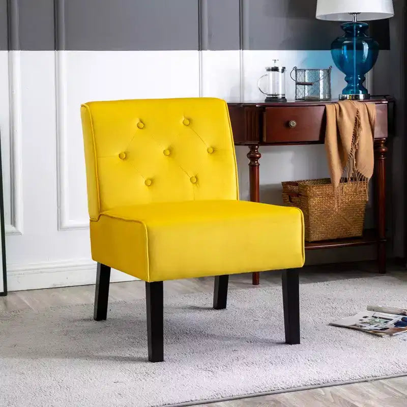 Silla decorativa de terciopelo, silla sin brazos con diseño de botones acolchados