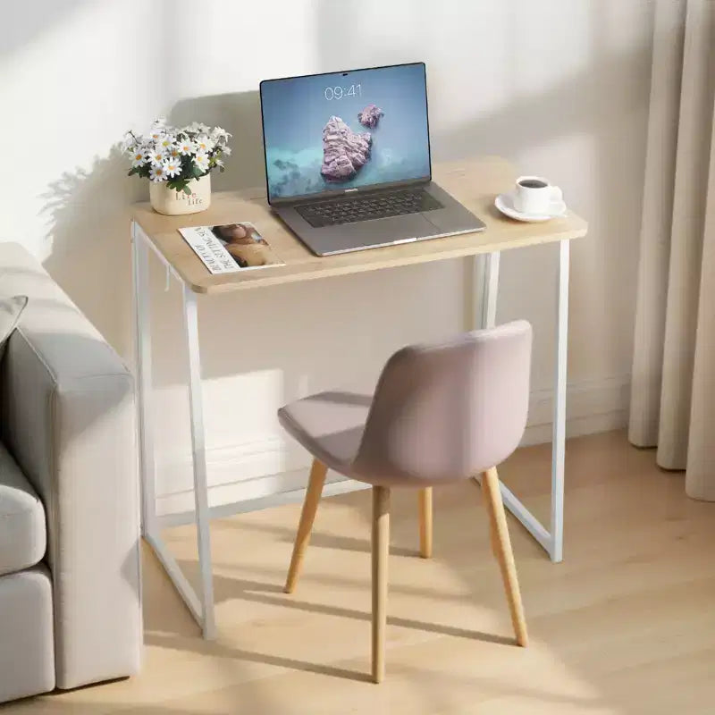 Bureau pliant, table pliable de 31.5 pour petits espaces avec crochets de rangement