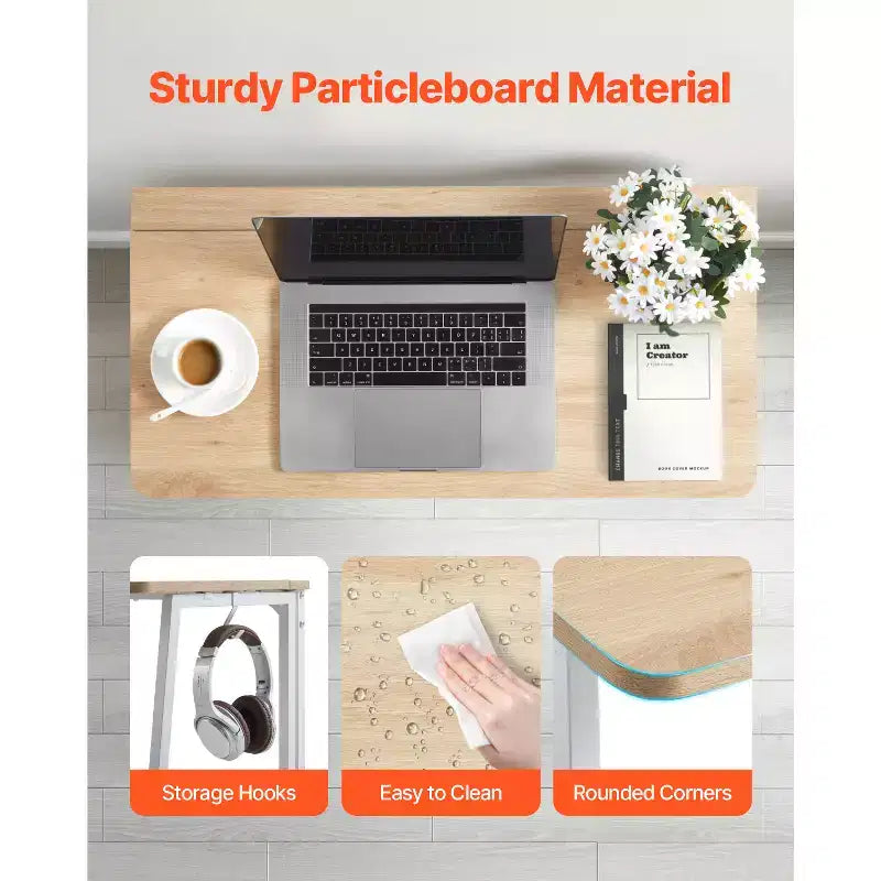 Bureau pliant, table pliable de 31.5 pour petits espaces avec crochets de rangement
