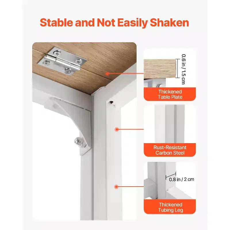 Bureau pliant, table pliable de 31.5 pour petits espaces avec crochets de rangement