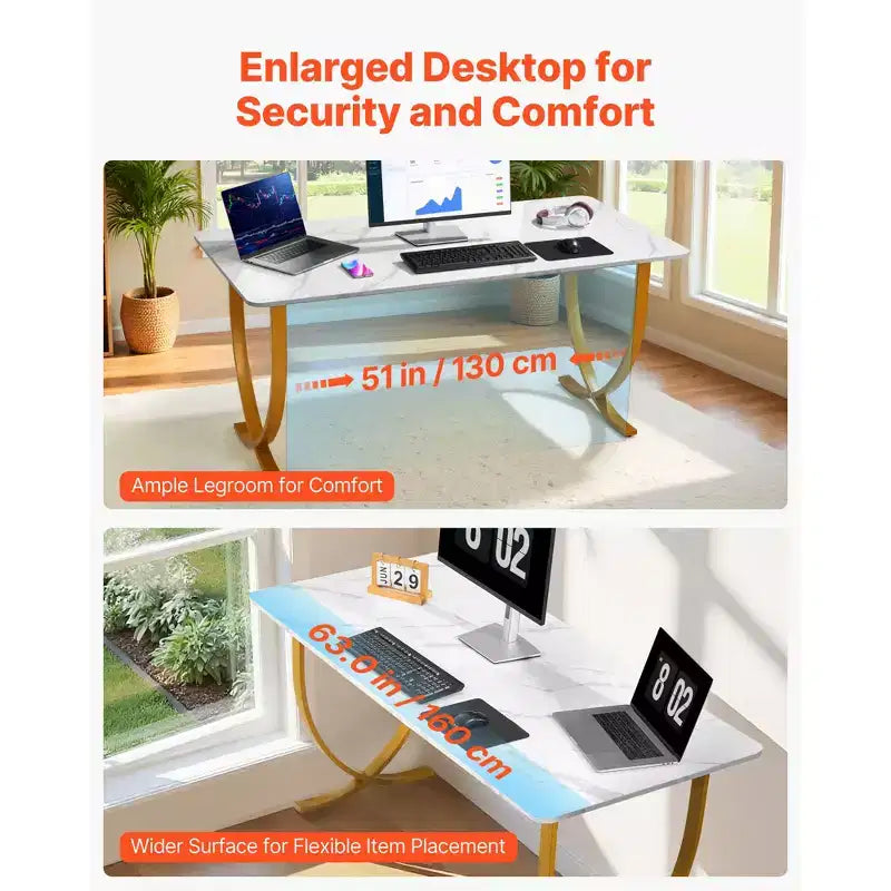 Bureau de direction, grand bureau de 63Wx31.5D, table informatique moderne