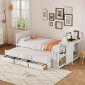 Twin Size Multifunctional Wood Platform Bed with Desk Storage Shelf Trundle 3 Drawers