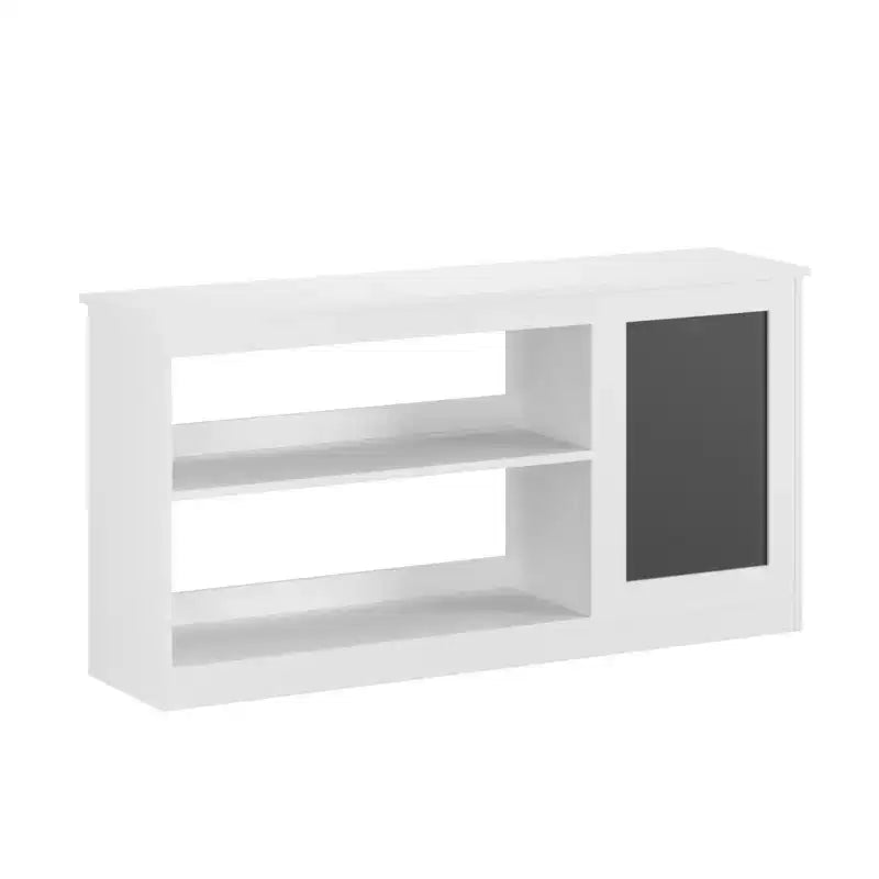 Bibliothèque pour enfants 3-en-1 et meuble de rangement pour jouets avec tableau noir, organiseur moderne blanc