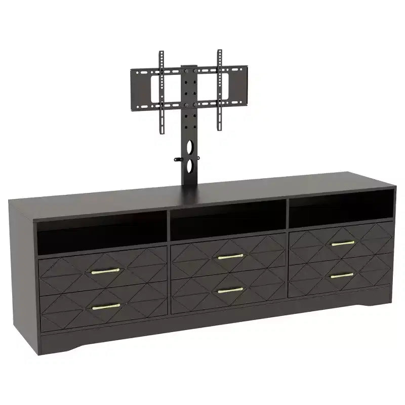 Soporte de TV con montura para televisores de 35-85 pulgadas, centro de entretenimiento con 6 cajones