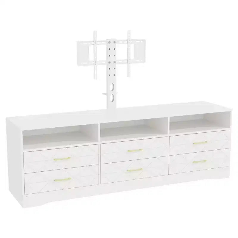 Soporte de TV con montura para televisores de 35-85 pulgadas, centro de entretenimiento con 6 cajones