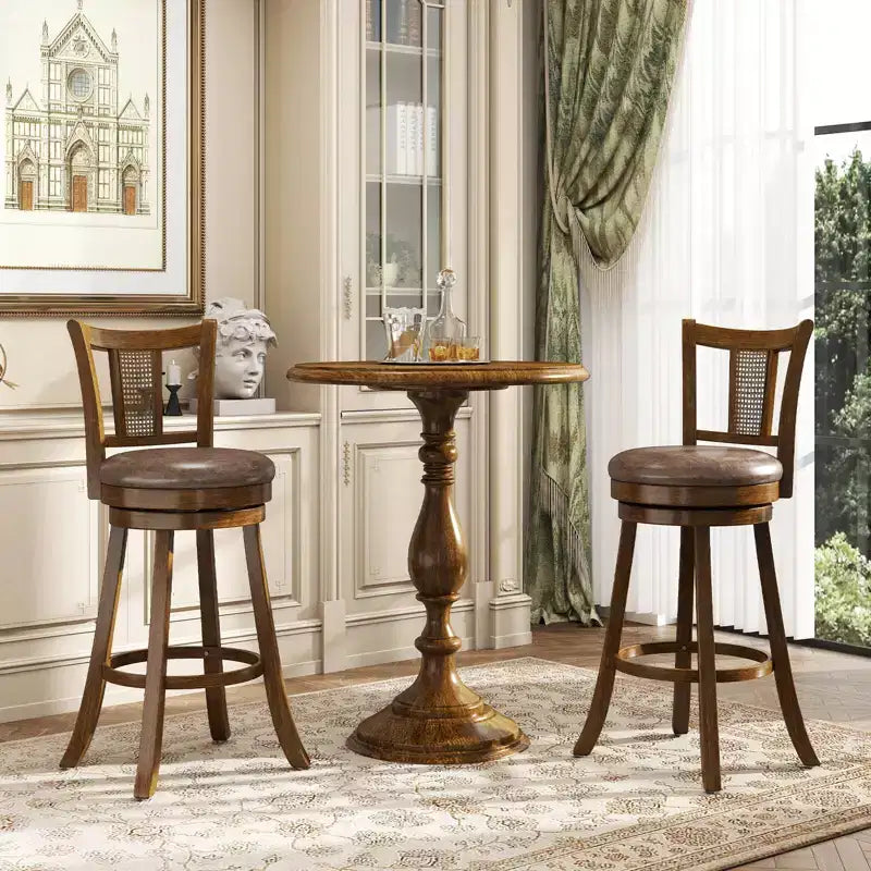 Bar Stools Swivel Bar Chairs with Rattan Backrest