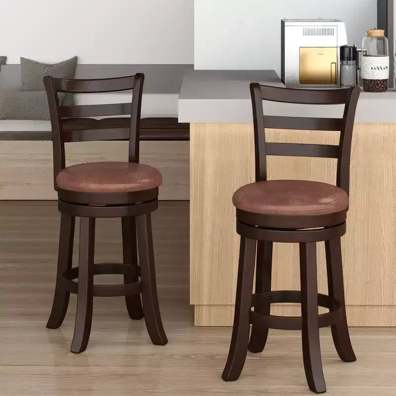 Tabourets de bar pivotants de 26 de haut, avec dossier et assise en similicuir