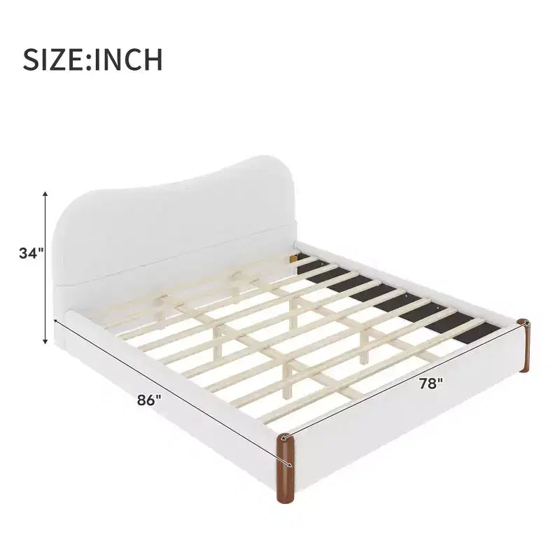 Lit plateforme rembourré avec structure de soutien en bois