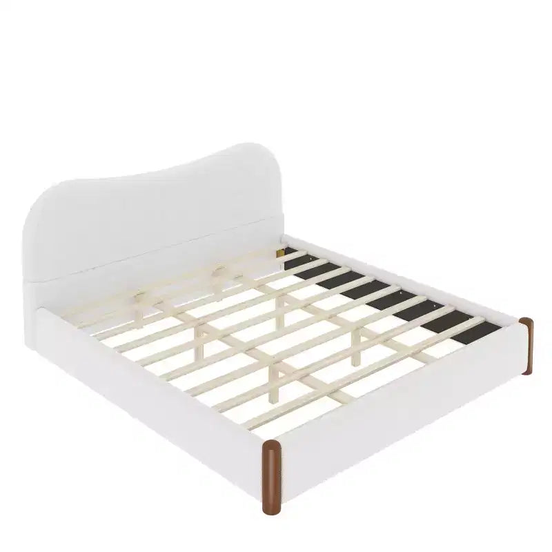 Lit plateforme rembourré avec structure de soutien en bois