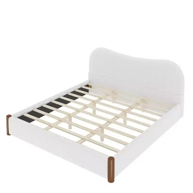 Lit plateforme rembourré avec structure de soutien en bois