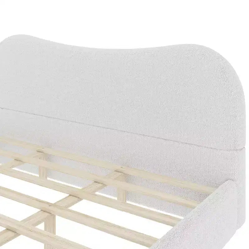 Lit plateforme rembourré avec structure de soutien en bois
