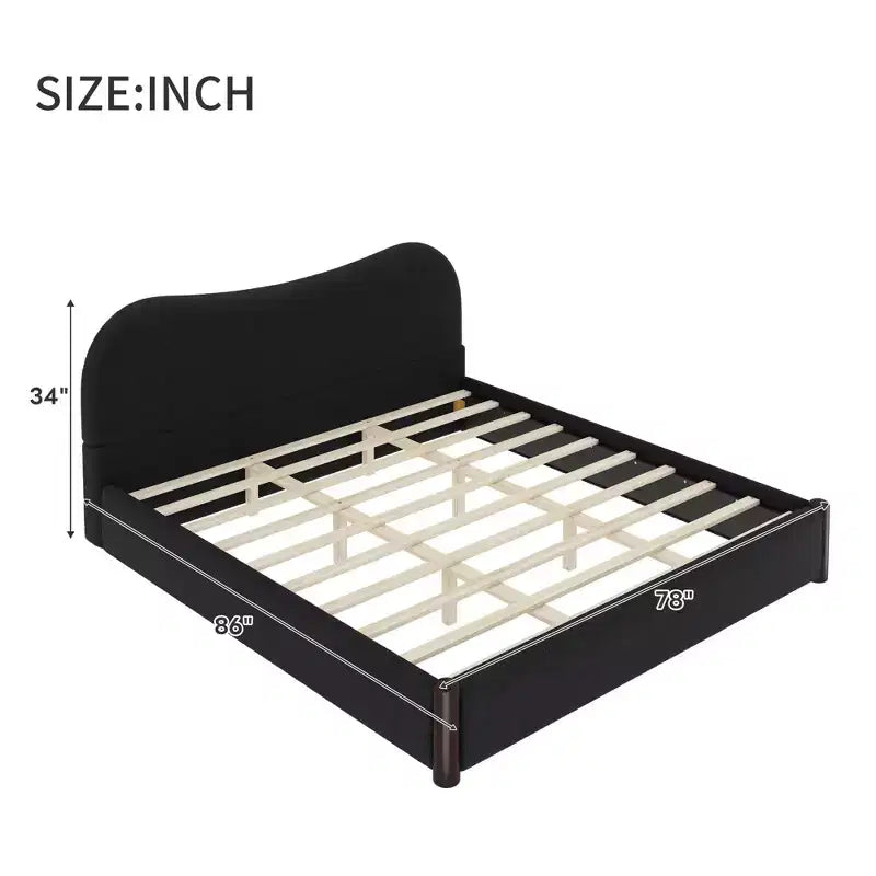 Lit plateforme rembourré avec structure de soutien en bois